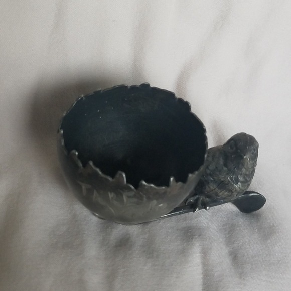 Vintage silver plated Egg Cup Holder Bird Spoon Ornithology Collectible wishbone - Picture 4 of 11